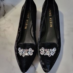 Anne Klein Black Velvet Gem Flats